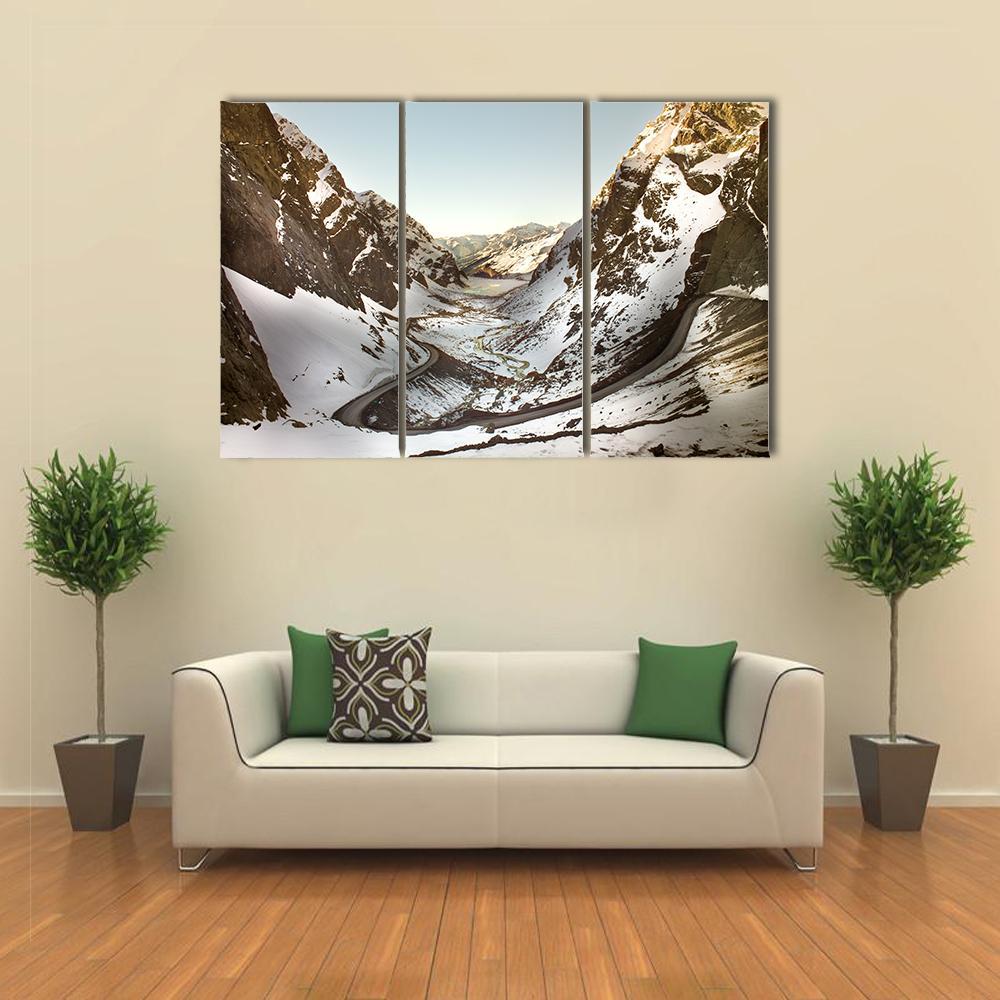 Road To Andina Copper Mine In chilean Andes Canvas Wall Art-3 Horizontal-Gallery Wrap-37" x 24"-Tiaracle