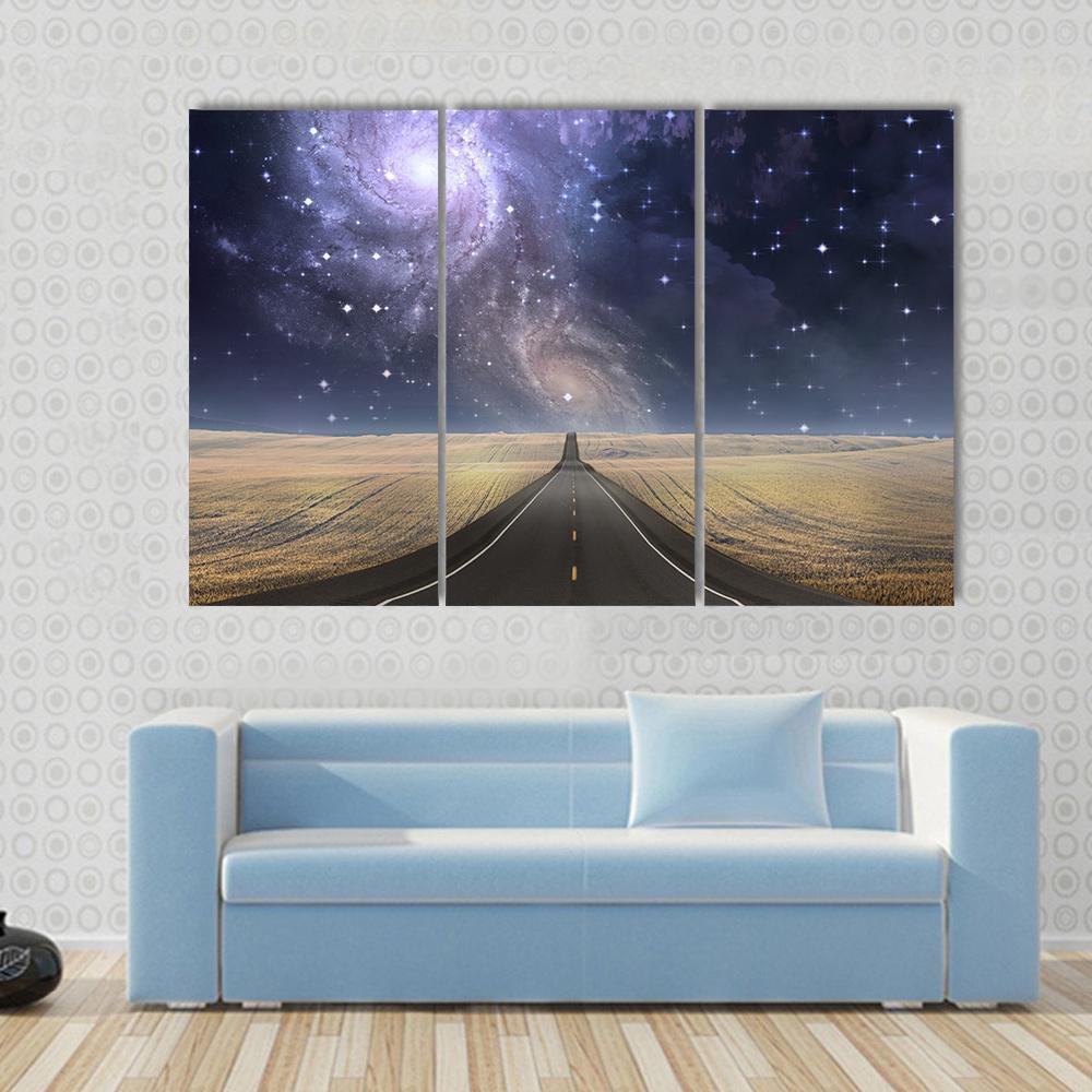 Road to Galaxy Canvas Wall Art-3 Horizontal-Gallery Wrap-25" x 16"-Tiaracle
