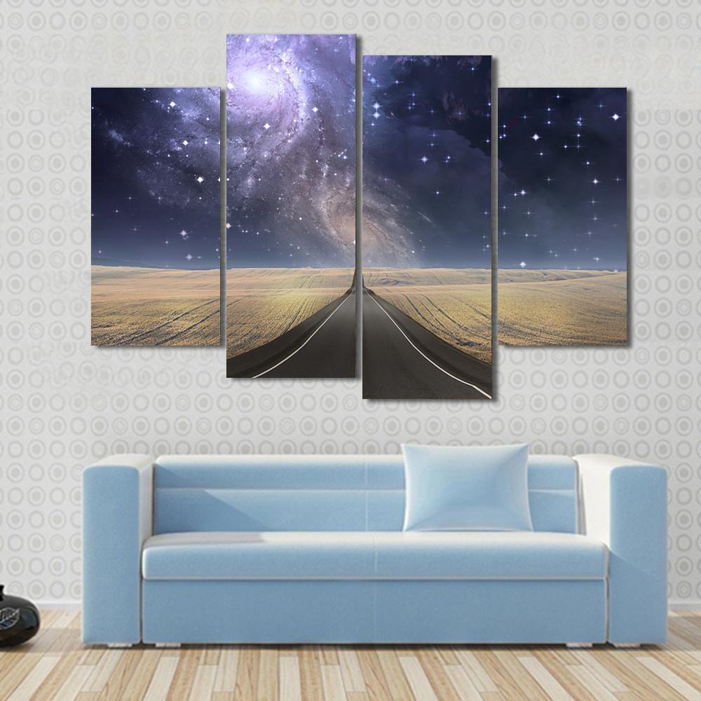 Road to Galaxy Canvas Wall Art-4 Pop-Gallery Wrap-50" x 32"-Tiaracle