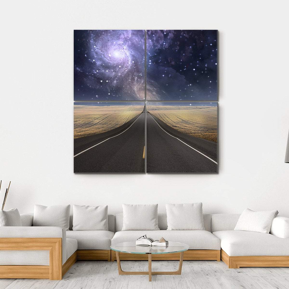 Road to Galaxy Canvas Wall Art-4 Square-Gallery Wrap-17" x 17"-Tiaracle