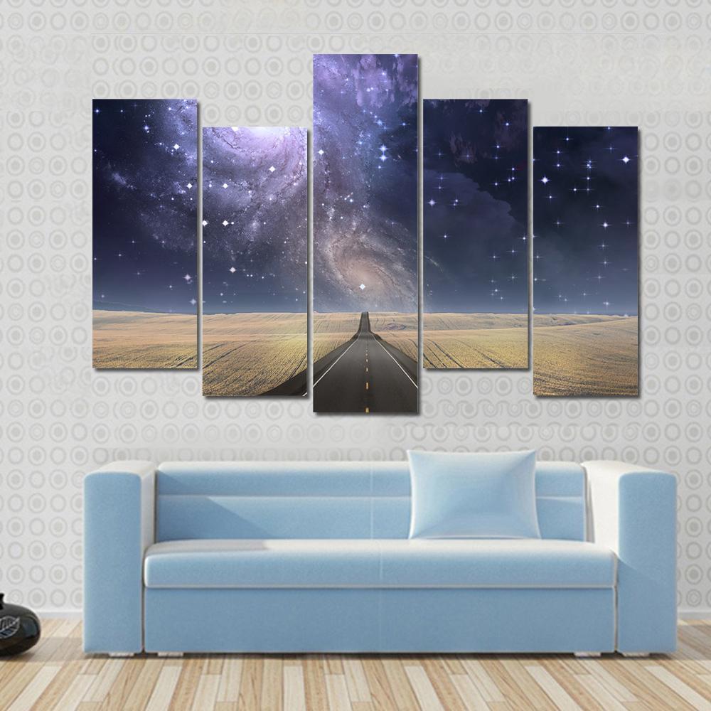 Road to Galaxy Canvas Wall Art-5 Pop-Gallery Wrap-47" x 32"-Tiaracle