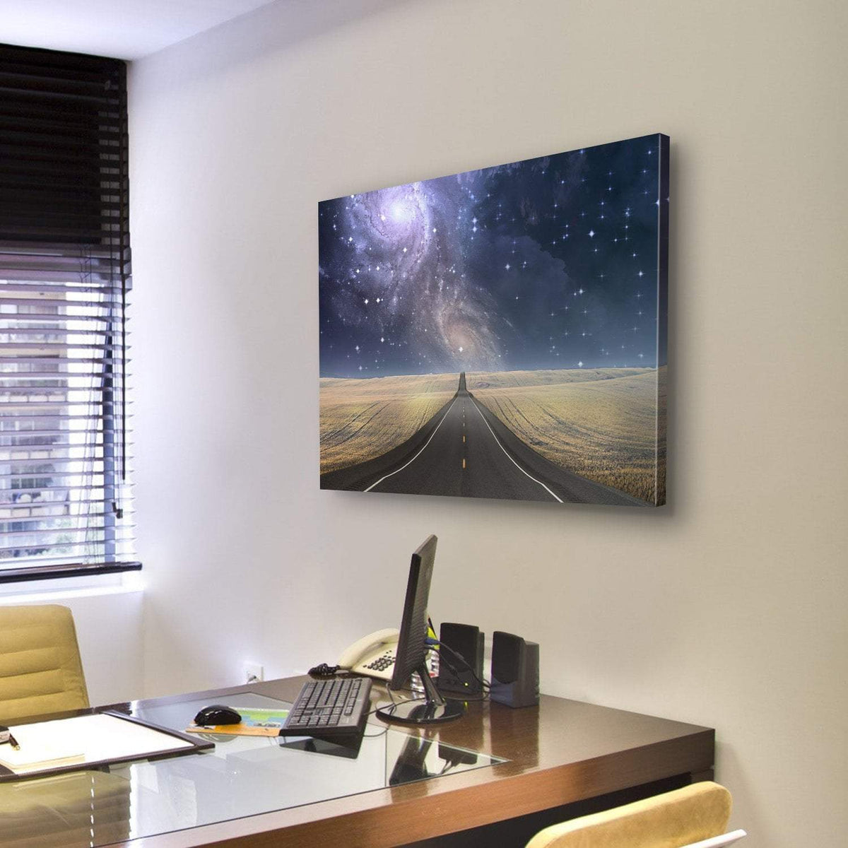 Road to Galaxy Canvas Wall Art-3 Horizontal-Gallery Wrap-25" x 16"-Tiaracle
