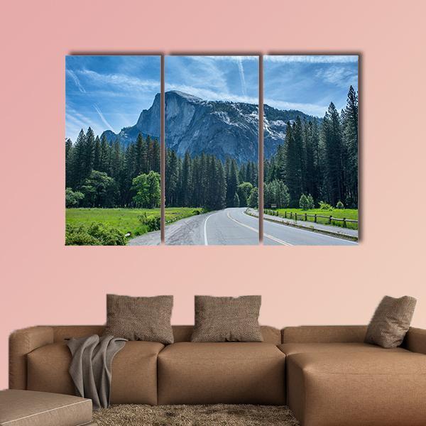 Road To Half Dome In Yosemite Valley Canvas Wall Art-5 Pop-Gallery Wrap-47" x 32"-Tiaracle