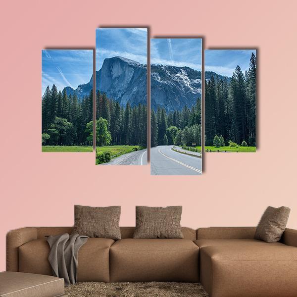 Road To Half Dome In Yosemite Valley Canvas Wall Art-4 Pop-Gallery Wrap-50" x 32"-Tiaracle