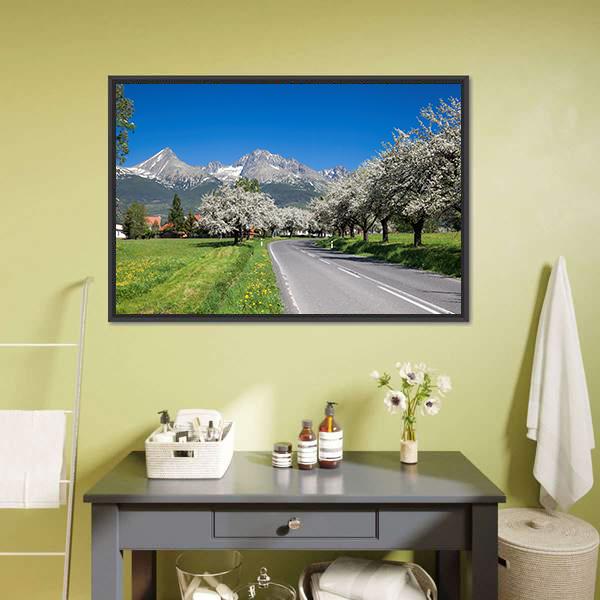 Road To High Tatras Canvas Wall Art-1 Piece-Floating Frame-24" x 16"-Tiaracle