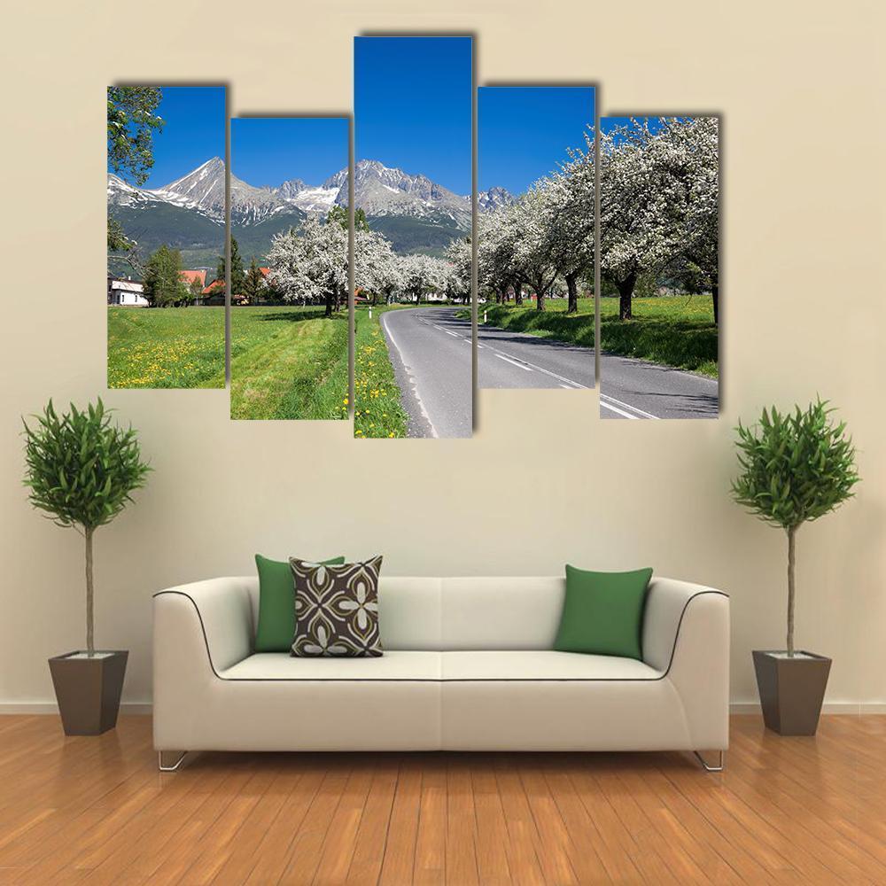 Road To High Tatras Canvas Wall Art-5 Pop-Gallery Wrap-47" x 32"-Tiaracle