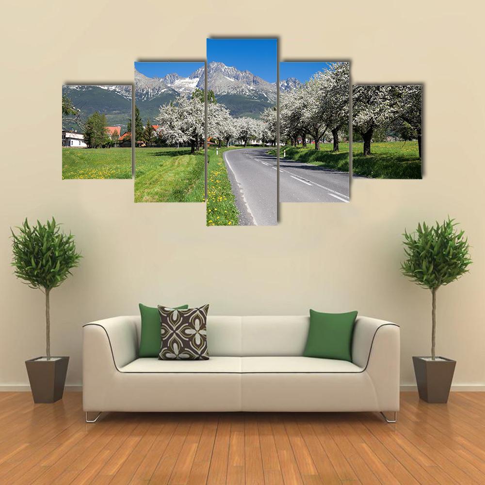 Road To High Tatras Canvas Wall Art-5 Star-Gallery Wrap-62" x 32"-Tiaracle