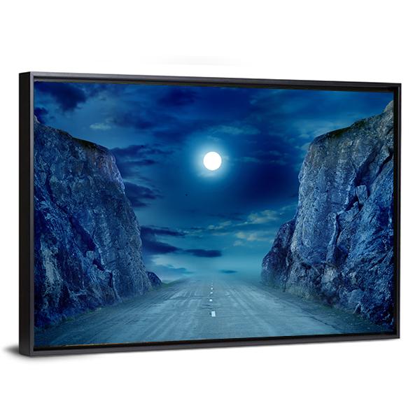 Road To Moon Canvas Wall Art-3 Horizontal-Gallery Wrap-25" x 16"-Tiaracle
