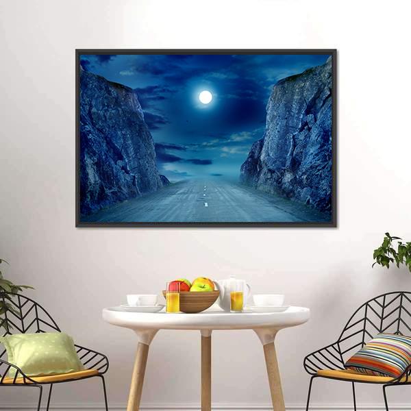 Road To Moon Canvas Wall Art-3 Horizontal-Gallery Wrap-25" x 16"-Tiaracle