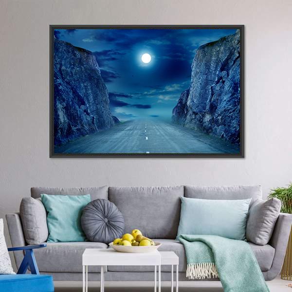 Road To Moon Canvas Wall Art-3 Horizontal-Gallery Wrap-25" x 16"-Tiaracle