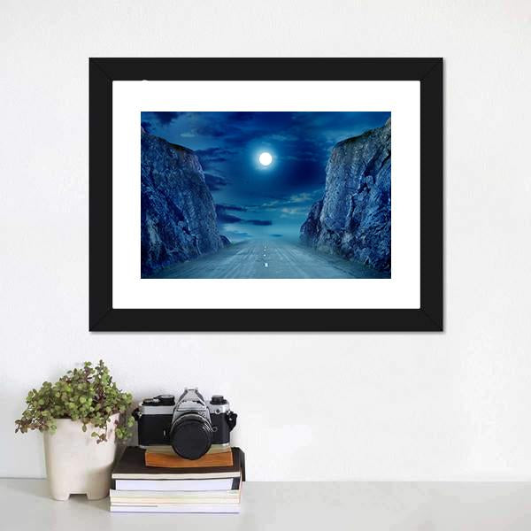 Road To Moon Canvas Wall Art-1 Piece-Framed Print-20" x 16"-Tiaracle