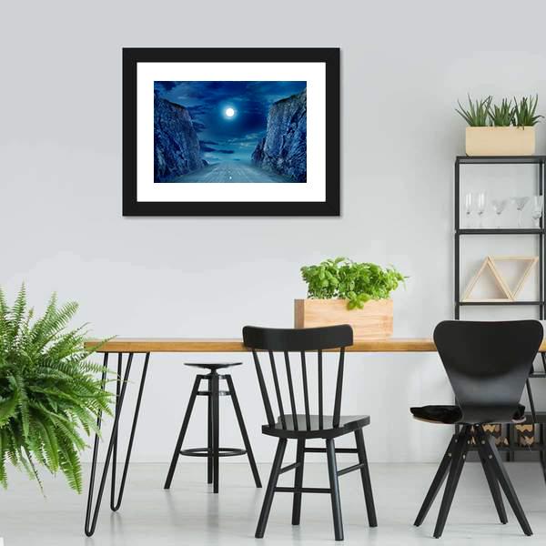 Road To Moon Canvas Wall Art-3 Horizontal-Gallery Wrap-25" x 16"-Tiaracle