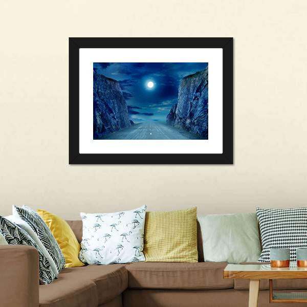 Road To Moon Canvas Wall Art-3 Horizontal-Gallery Wrap-25" x 16"-Tiaracle