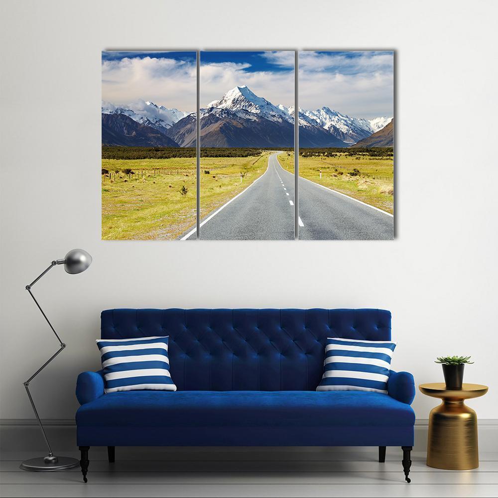 Road To Mount Cook Canvas Wall Art-3 Horizontal-Gallery Wrap-37" x 24"-Tiaracle