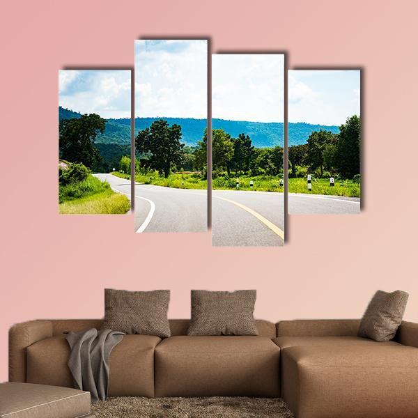 Road To Mountain In Country Canvas Wall Art-4 Pop-Gallery Wrap-50" x 32"-Tiaracle