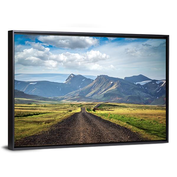Road To Mountains Iceland Canvas Wall Art-3 Horizontal-Gallery Wrap-25" x 16"-Tiaracle