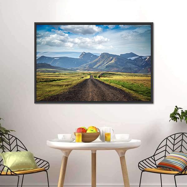 Road To Mountains Iceland Canvas Wall Art-3 Horizontal-Gallery Wrap-25" x 16"-Tiaracle