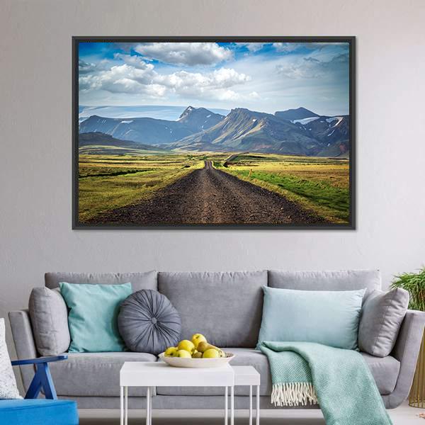 Road To Mountains Iceland Canvas Wall Art-3 Horizontal-Gallery Wrap-25" x 16"-Tiaracle