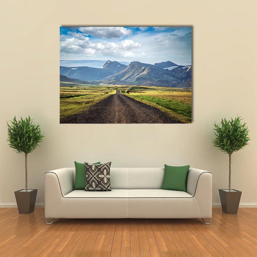 Road To Mountains Iceland Canvas Wall Art-5 Star-Gallery Wrap-62" x 32"-Tiaracle