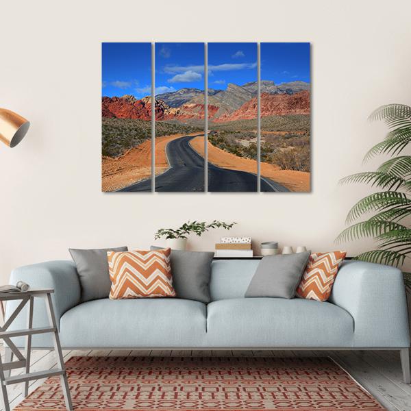 Road To Red Rock Canyon Canvas Wall Art-4 Horizontal-Gallery Wrap-34" x 24"-Tiaracle