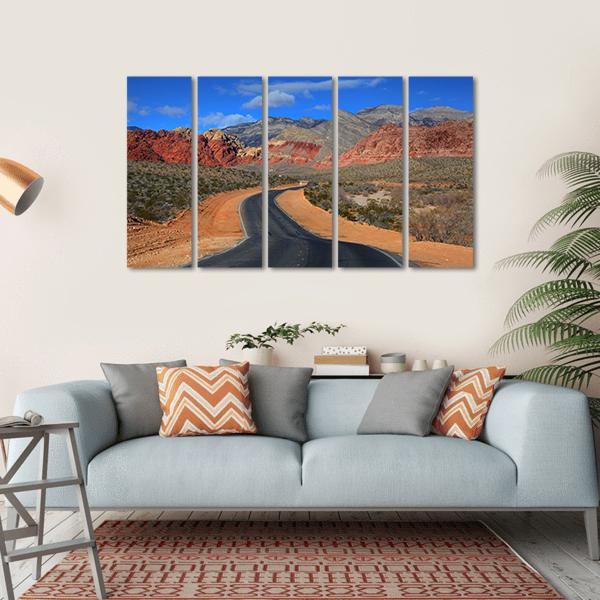 Road To Red Rock Canyon Canvas Wall Art-5 Horizontal-Gallery Wrap-22" x 12"-Tiaracle