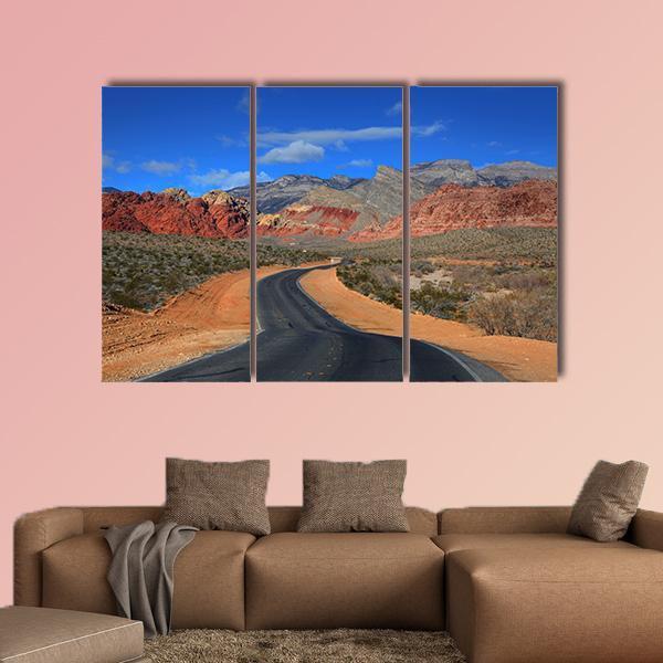 Road To Red Rock Canyon Canvas Wall Art-3 Horizontal-Gallery Wrap-37&quot; x 24&quot;-Tiaracle