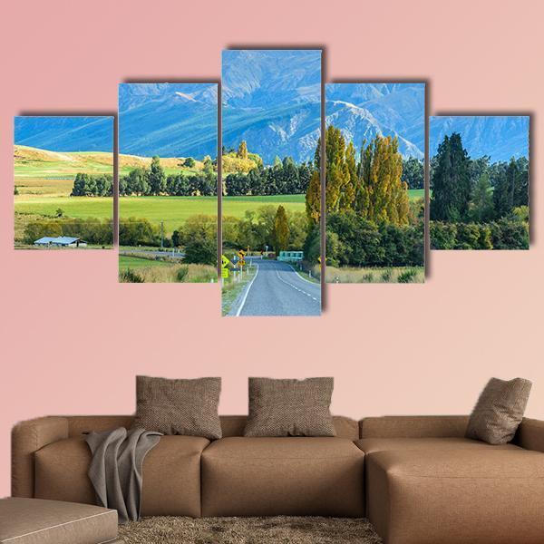 Road To South New Zealand Canvas Wall Art-5 Star-Gallery Wrap-62" x 32"-Tiaracle