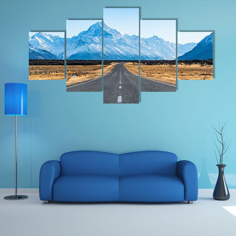 Road To The Mountain Canvas Wall Art-5 Star-Gallery Wrap-42" x 21"-Tiaracle