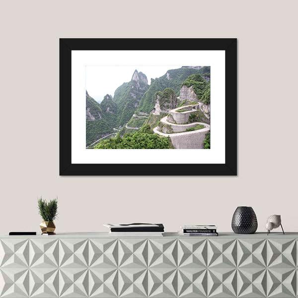 Road To Tian Men Shan China Canvas Wall Art-1 Piece-Framed Print-20" x 16"-Tiaracle