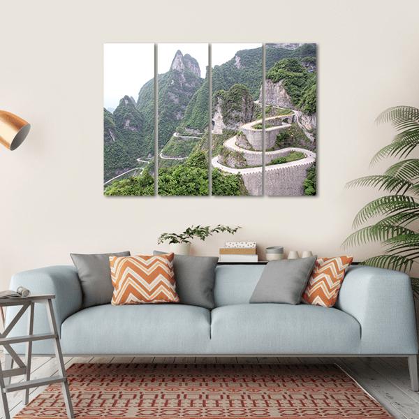 Road To Tian Men Shan China Canvas Wall Art-4 Horizontal-Gallery Wrap-34" x 24"-Tiaracle