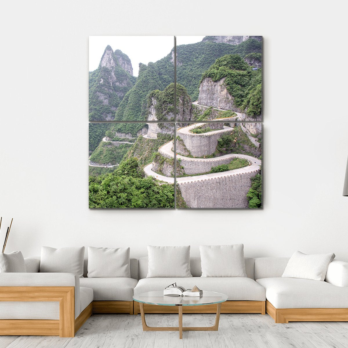 Road To Tian Men Shan China Canvas Wall Art-4 Square-Gallery Wrap-17" x 17"-Tiaracle