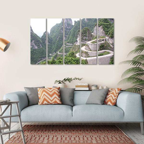 Road To Tian Men Shan China Canvas Wall Art-5 Horizontal-Gallery Wrap-22" x 12"-Tiaracle