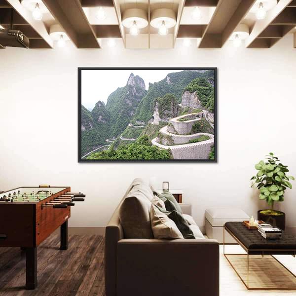Road To Tian Men Shan China Canvas Wall Art-3 Horizontal-Gallery Wrap-25" x 16"-Tiaracle