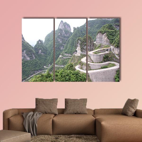 Road To Tian Men Shan China Canvas Wall Art-3 Horizontal-Gallery Wrap-37" x 24"-Tiaracle