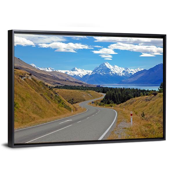 Road Towards Mt Cook Canvas Wall Art-3 Horizontal-Gallery Wrap-25" x 16"-Tiaracle