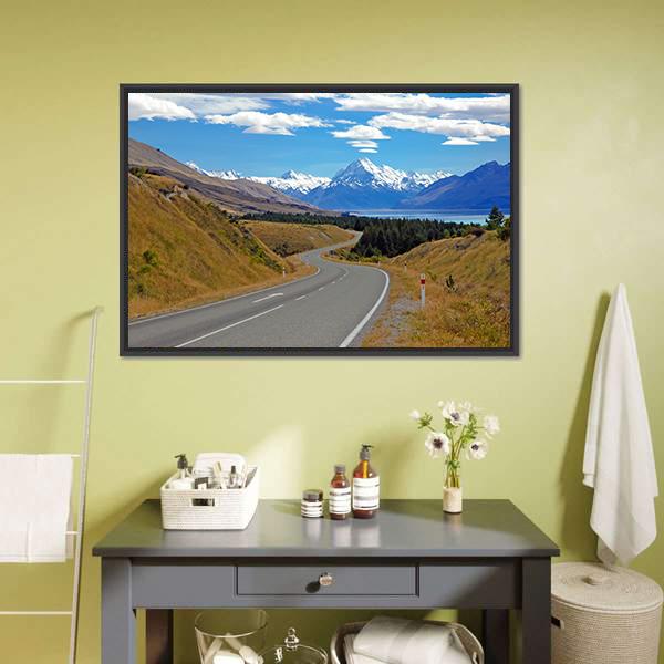 Road Towards Mt Cook Canvas Wall Art-3 Horizontal-Gallery Wrap-25" x 16"-Tiaracle