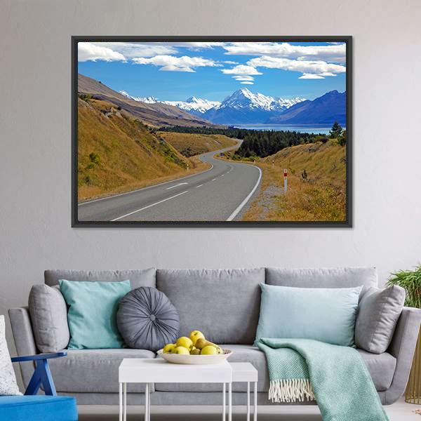 Road Towards Mt Cook Canvas Wall Art-3 Horizontal-Gallery Wrap-25" x 16"-Tiaracle