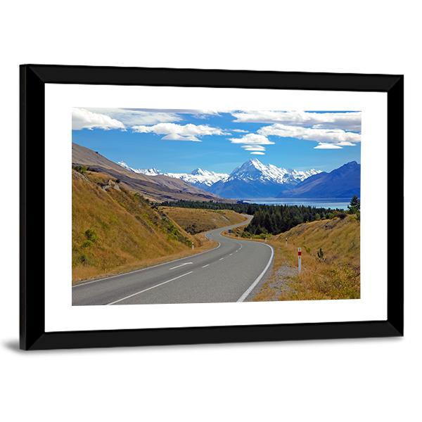 Road Towards Mt Cook Canvas Wall Art-3 Horizontal-Gallery Wrap-25" x 16"-Tiaracle