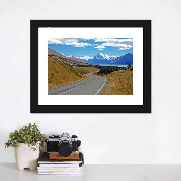 Road Towards Mt Cook Canvas Wall Art-3 Horizontal-Gallery Wrap-25" x 16"-Tiaracle