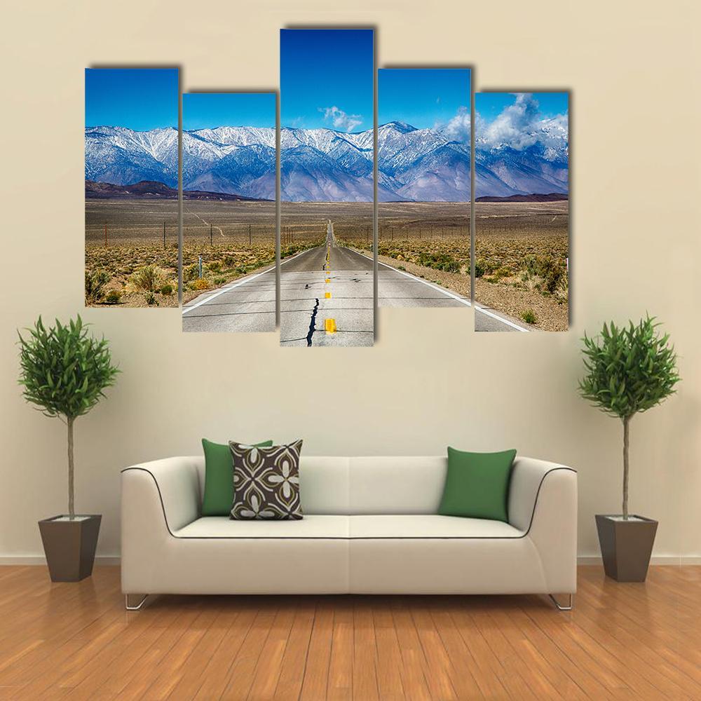 Road Trip Along Eastern Sierra Nevada Mountain Range Canvas Wall Art-5 Pop-Gallery Wrap-47" x 32"-Tiaracle