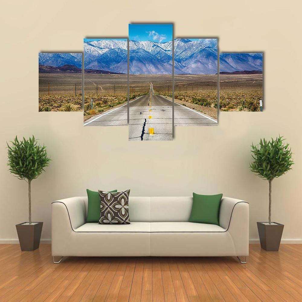 Road Trip Along Eastern Sierra Nevada Mountain Range Canvas Wall Art-5 Star-Gallery Wrap-62" x 32"-Tiaracle