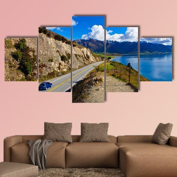 Road Trip In New Zealand Canvas Wall Art-5 Star-Gallery Wrap-62" x 32"-Tiaracle