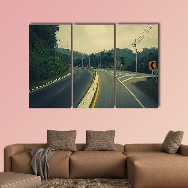 Road Up The Mountain With Dangerous Curves Canvas Wall Art-3 Horizontal-Gallery Wrap-37" x 24"-Tiaracle