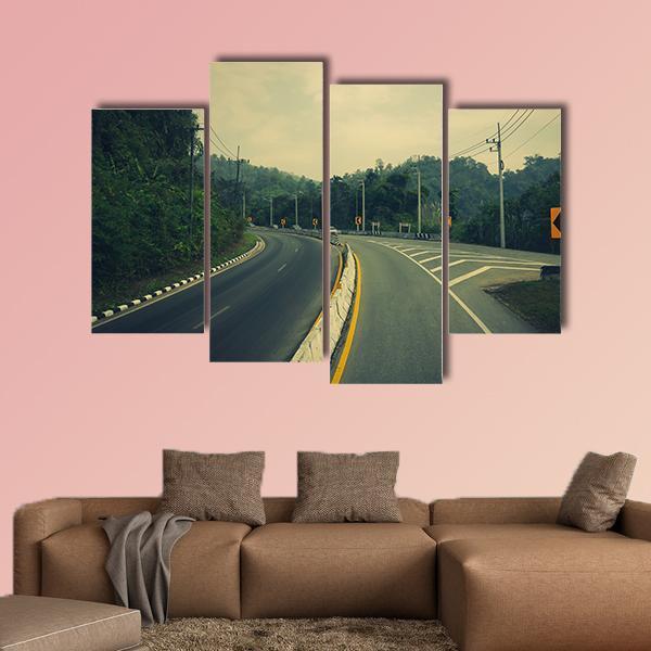 Road Up The Mountain With Dangerous Curves Canvas Wall Art-4 Pop-Gallery Wrap-50" x 32"-Tiaracle