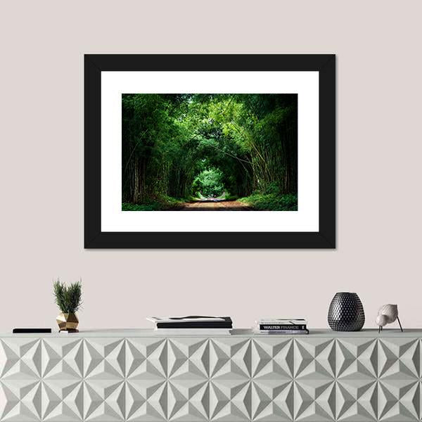 Road With Bamboo Canvas Wall Art-1 Piece-Framed Print-20" x 16"-Tiaracle