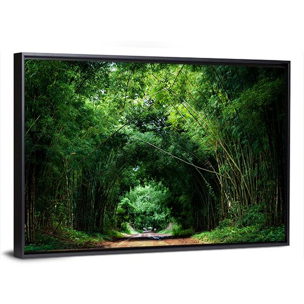 Road With Bamboo Canvas Wall Art-3 Horizontal-Gallery Wrap-25" x 16"-Tiaracle