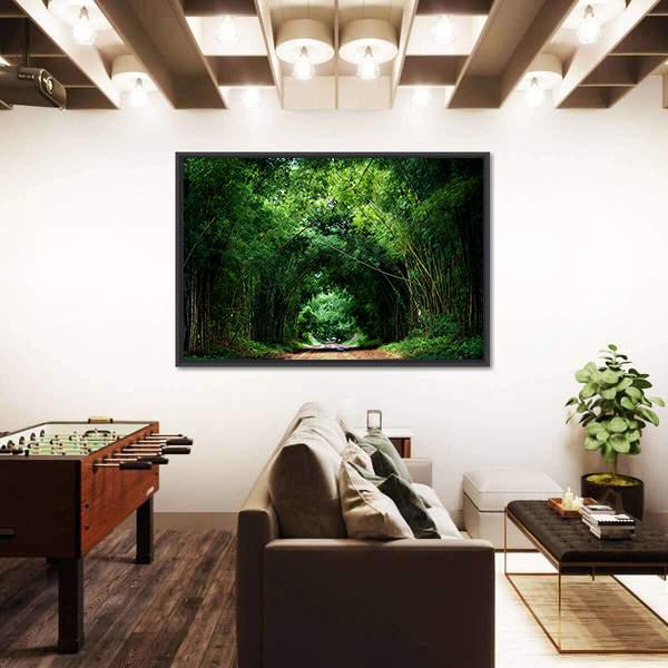 Road With Bamboo Canvas Wall Art-3 Horizontal-Gallery Wrap-25" x 16"-Tiaracle