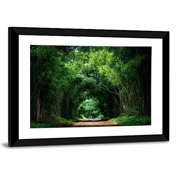 Road With Bamboo Canvas Wall Art-3 Horizontal-Gallery Wrap-25" x 16"-Tiaracle
