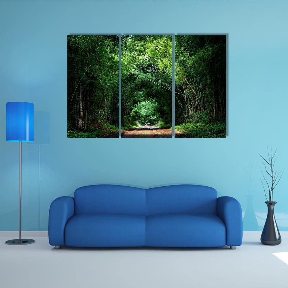 Road With Bamboo Canvas Wall Art-3 Horizontal-Gallery Wrap-37" x 24"-Tiaracle