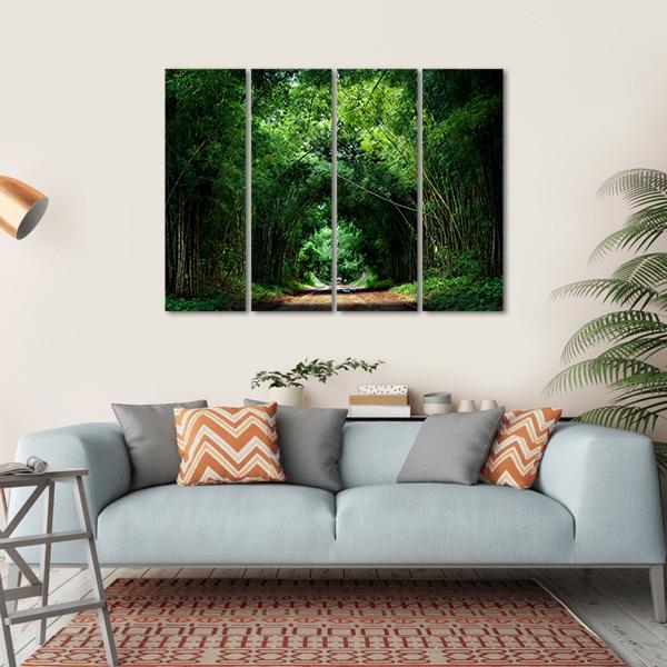 Road With Bamboo Canvas Wall Art-4 Horizontal-Gallery Wrap-34" x 24"-Tiaracle